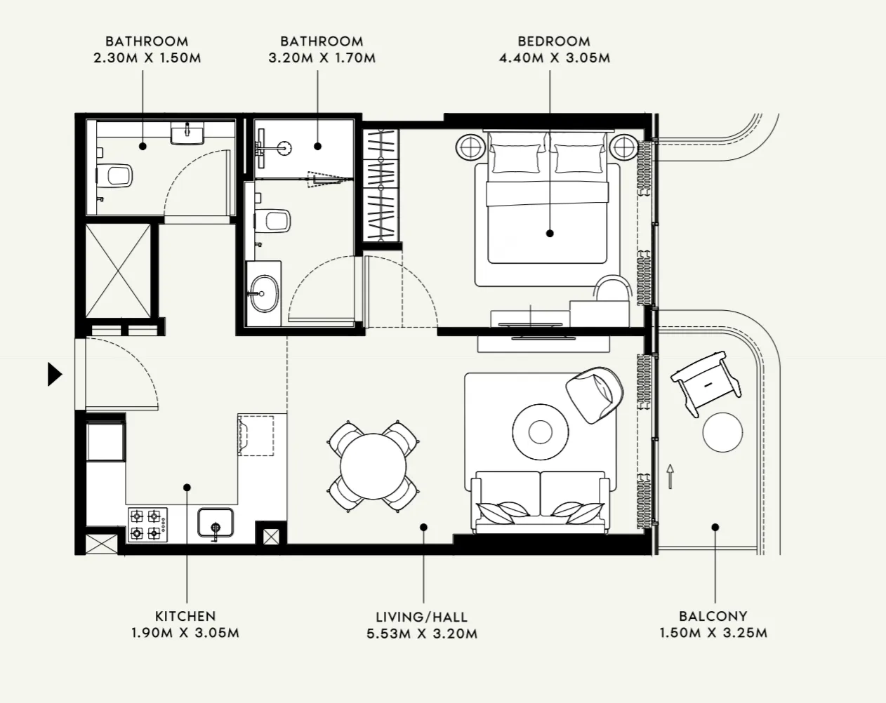 Azizi Ruby 1 bed floor plan, 662 sqft