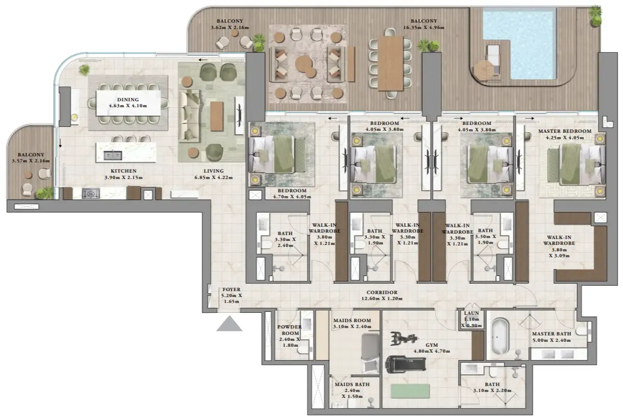Avarra by Palace 4 bed floor plan, 4,226 sqft