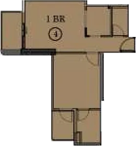 Seslia Tower 1 bed floor plan, 699 sqft