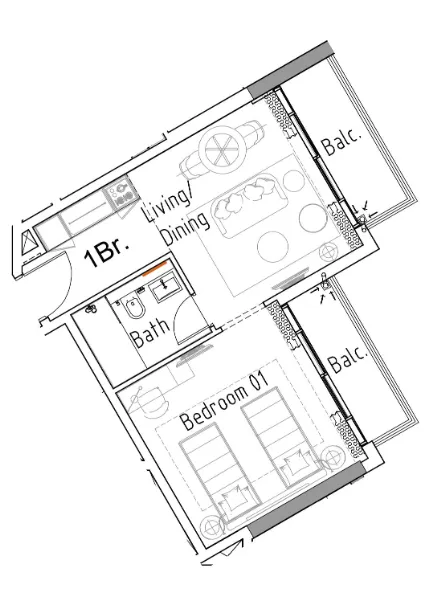 Damac Hills 2 - Hotel Edge by Rotana 1 bed floor plan, 546 sqft