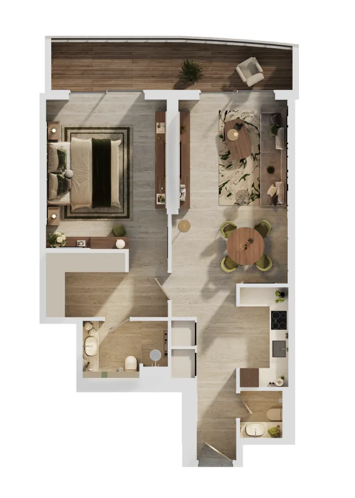 MAG 777 1 bed floor plan, 965 sqft