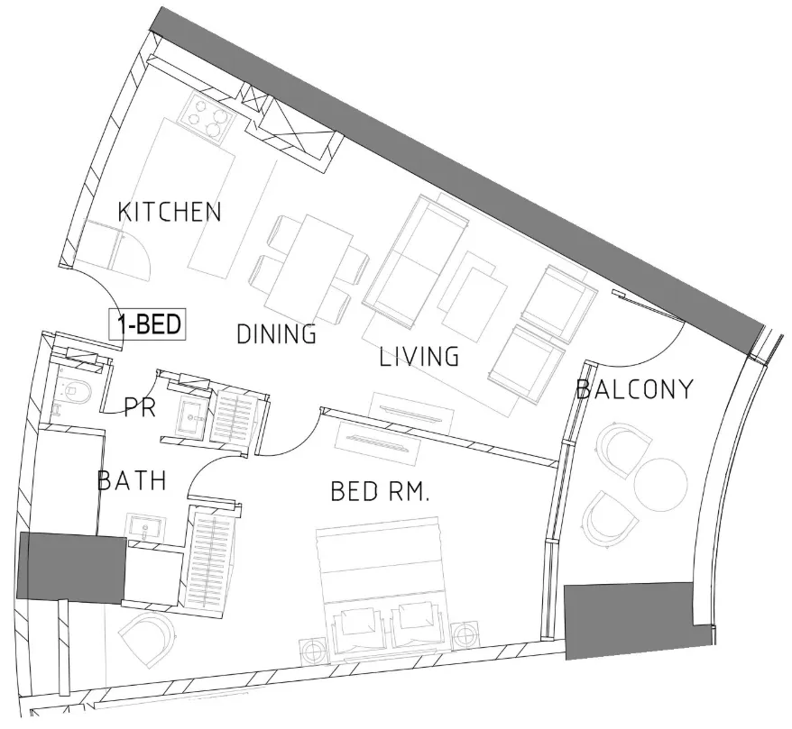 Safa Two de Grisogono 1 bed floor plan, 802 sqft