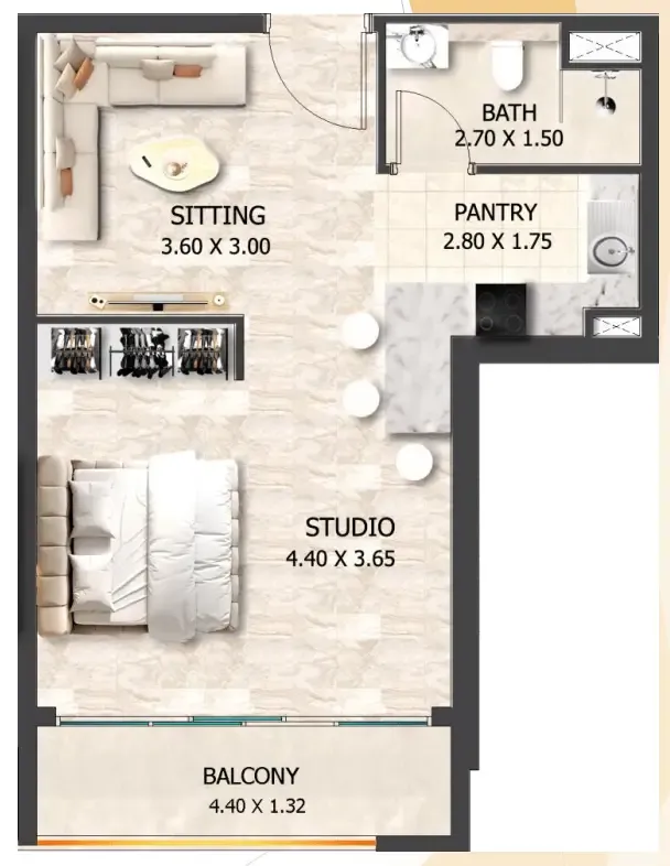 Crystal Tower by VHS Studio floor plan, 548 sqft