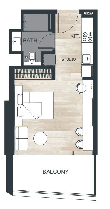Binghatti Ghost Studio floor plan, 436 sqft