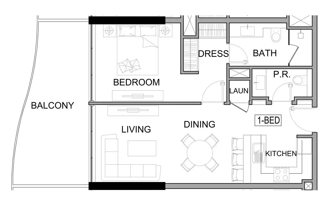 Damac Lagoons Views Phase 3 1 bed floor plan, 793 sqft