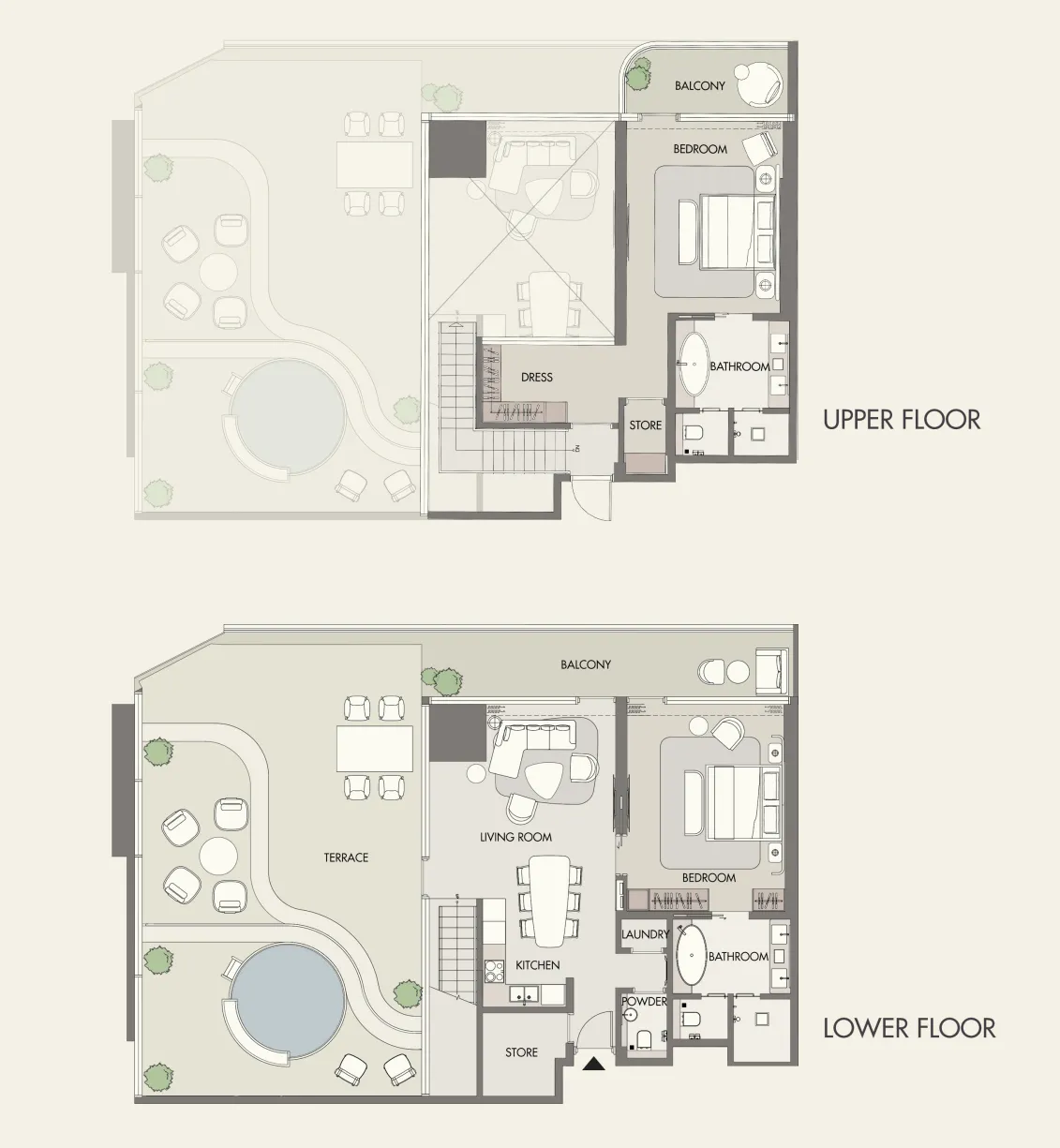 W Hotels and Residences Al Marjan 2 bed floor plan, 2,887 sqft