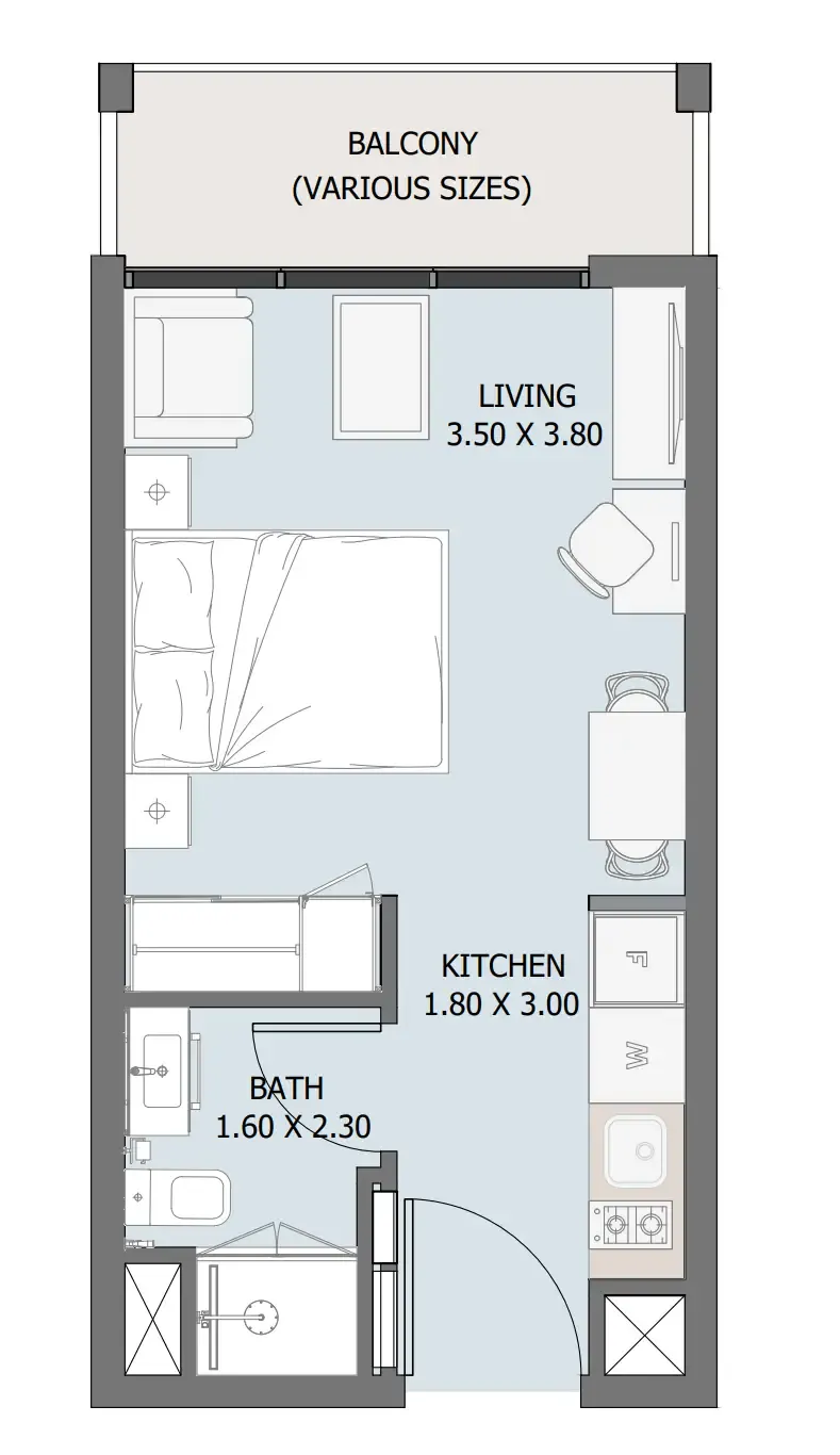 Verdana III Studio floor plan, 321 sqft