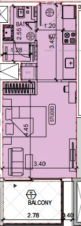 Binghatti Amberhall Studio floor plan, 378 sqft