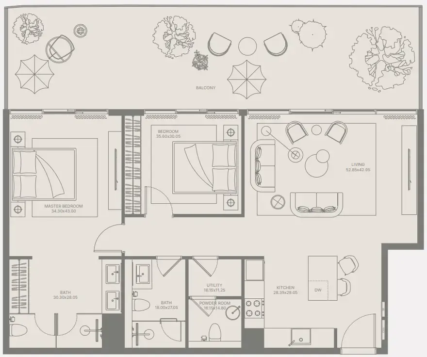 Bond Enclave 2 bed floor plan, 1,392 – 1,393 sqft