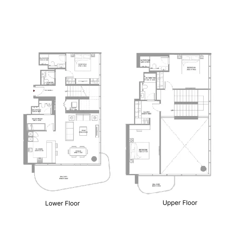 Pierside Marina Residences 3 bed floor plan, 2,157 sqft