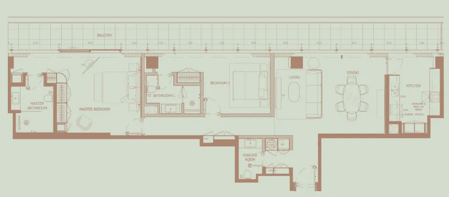 Eden House The Park 2 bed floor plan, 1,918 – 1,934 sqft