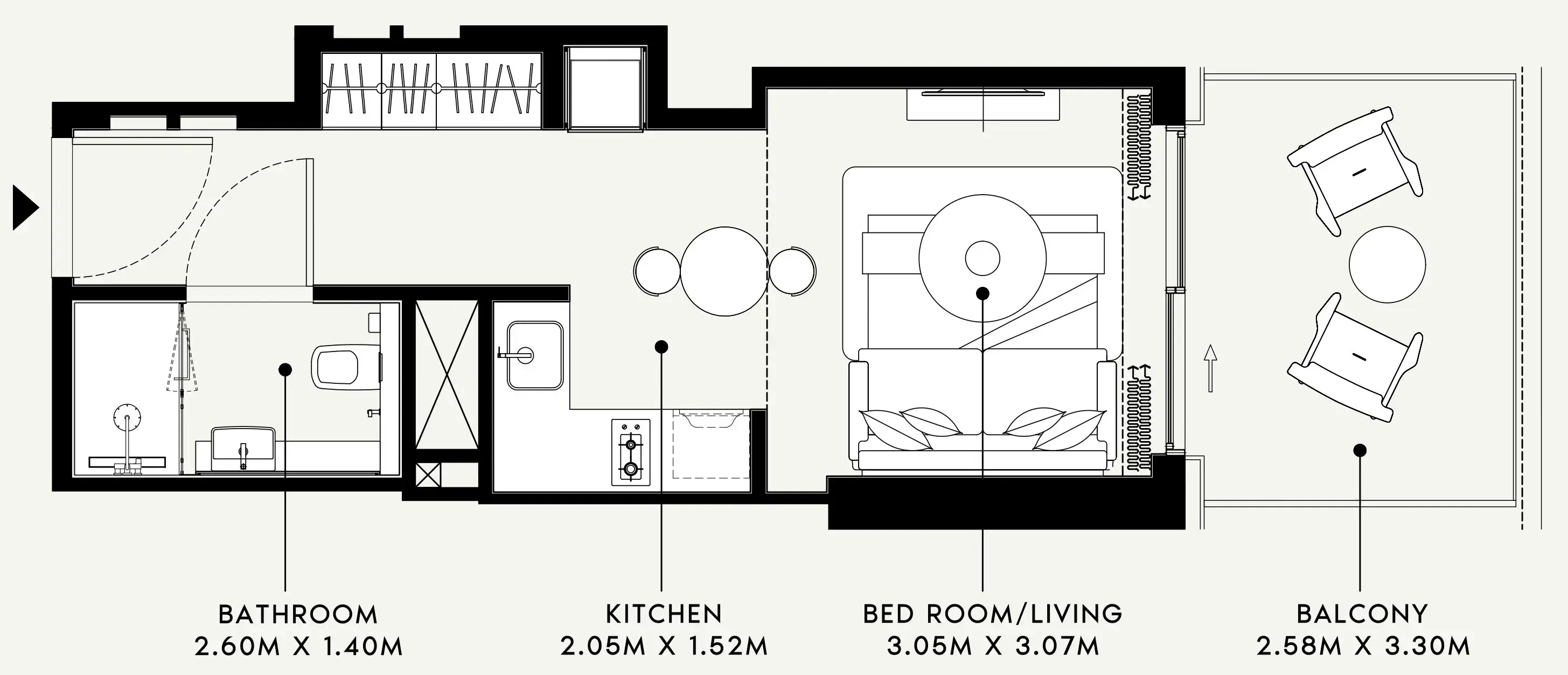 Azizi Venice Studio floor plan, 401 sqft