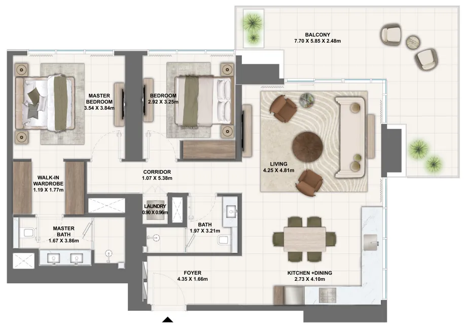 Silva Dubai Creek Harbour 2 bed floor plan, 1,403 sqft