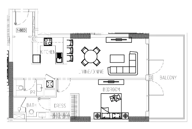 Damac Riverside Views 1 bed floor plan, 998 sqft