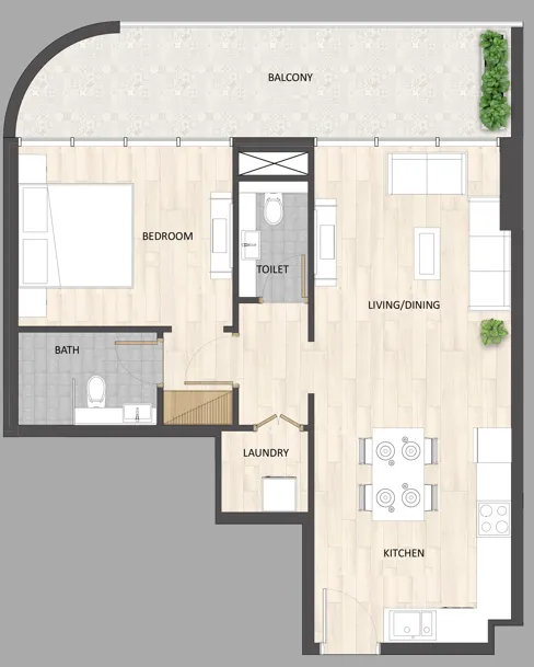 Barari Palace 1 bed floor plan, 829 sqft