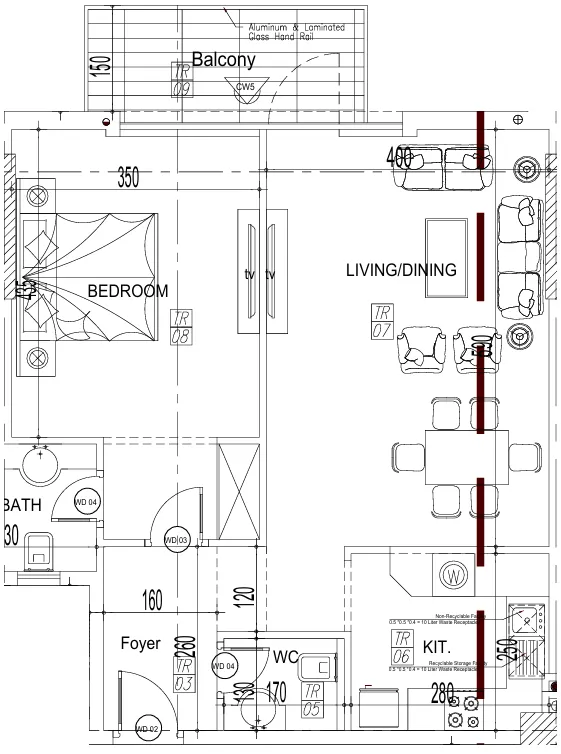 Paradise View II 1 bed floor plan, 791 – 795 sqft