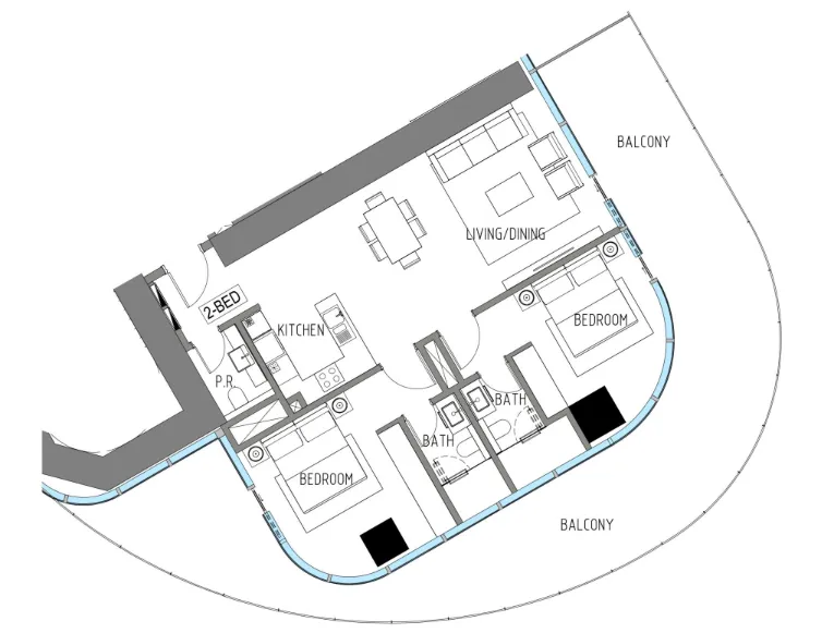 Damac Casa 2 bed floor plan, 1,857 sqft