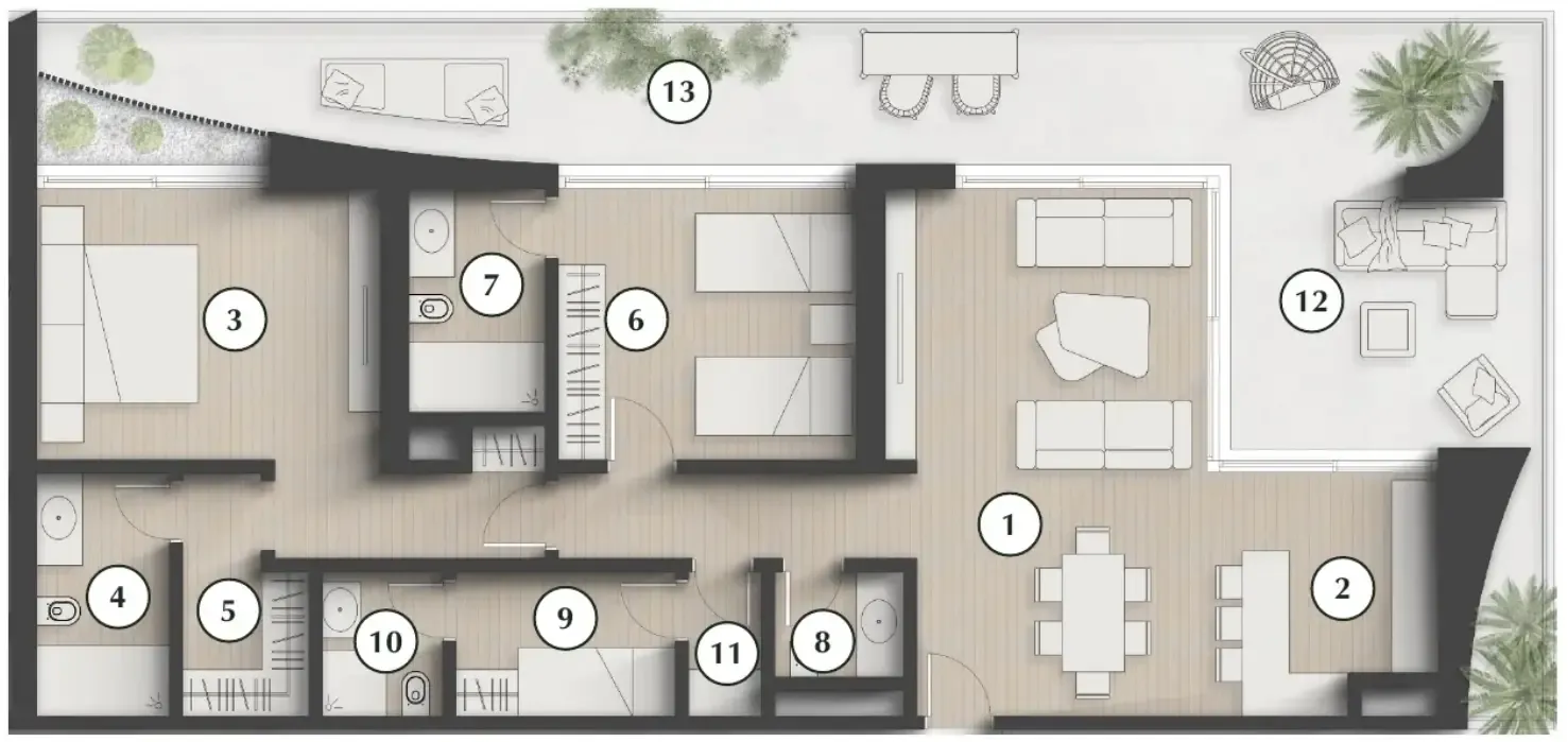 Lunaya Terraces 2 bed floor plan, 1,880 sqft