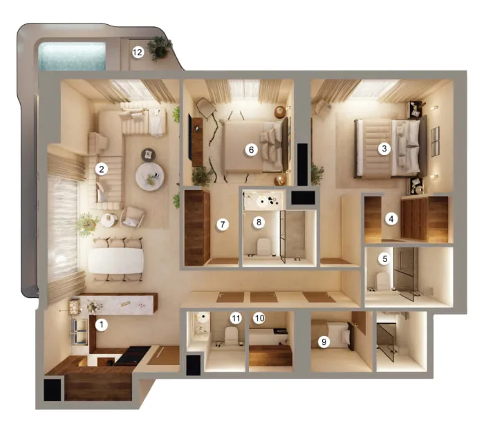 Tivanno Residence 2 bed floor plan, 1,347 – 2,615 sqft