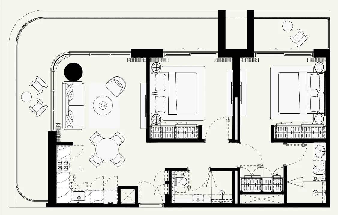 Azizi Venice 2 bed floor plan, 1,167 sqft