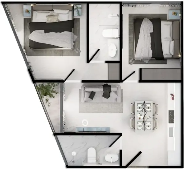 Sun Hills Layan 2 bed floor plan, 517 – 753 sqft