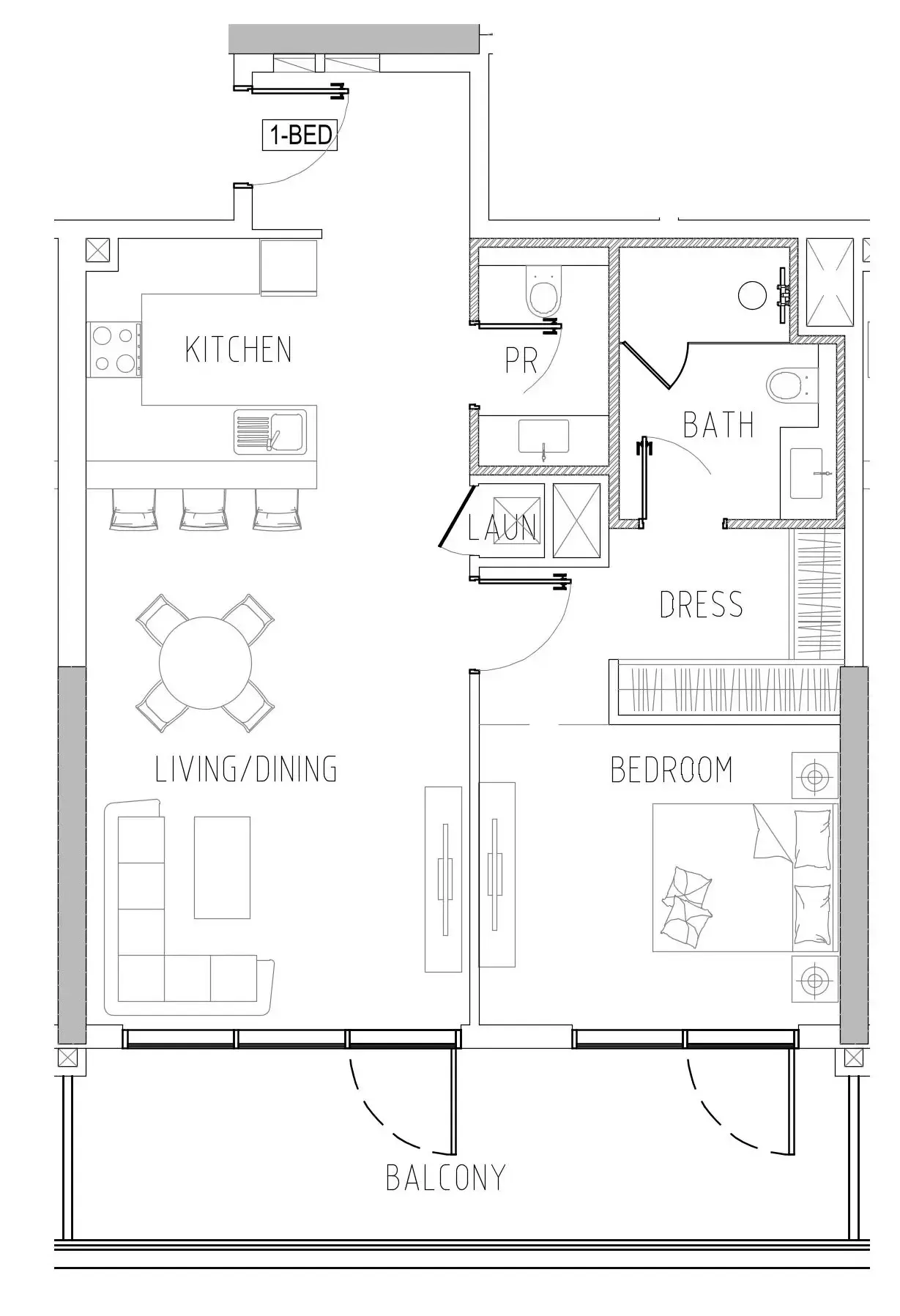 Damac Riverside Views 1 bed floor plan, 1,042 sqft