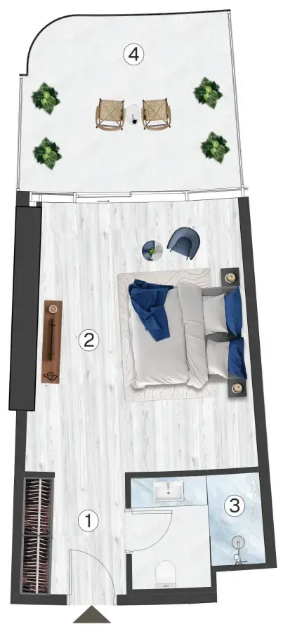 Radisson Blu Hotel & Residences Studio floor plan, 541 sqft