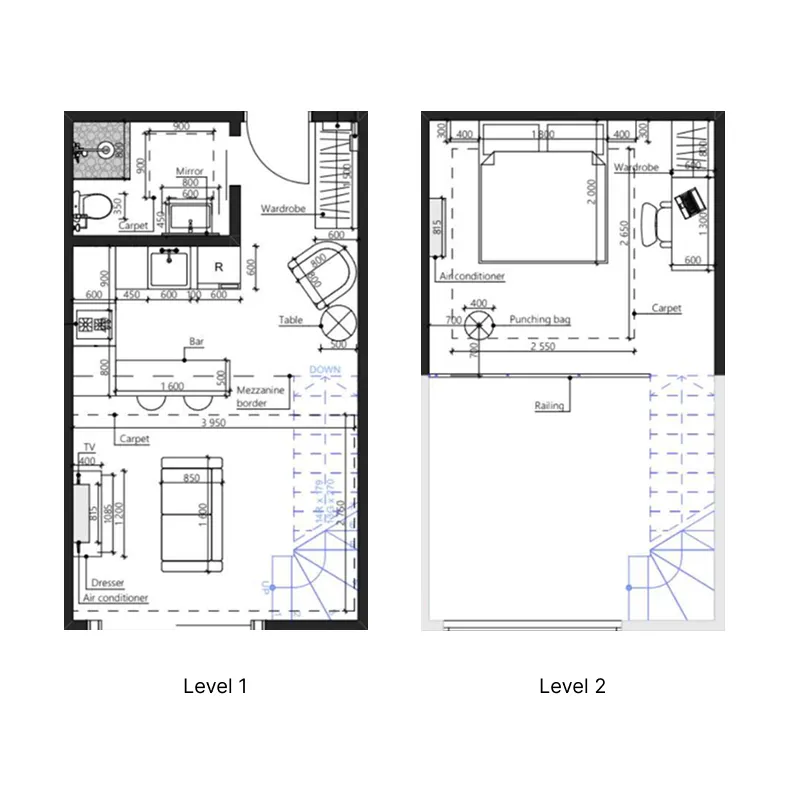 Jey Grey Residence 2 bed floor plan, 829 sqft