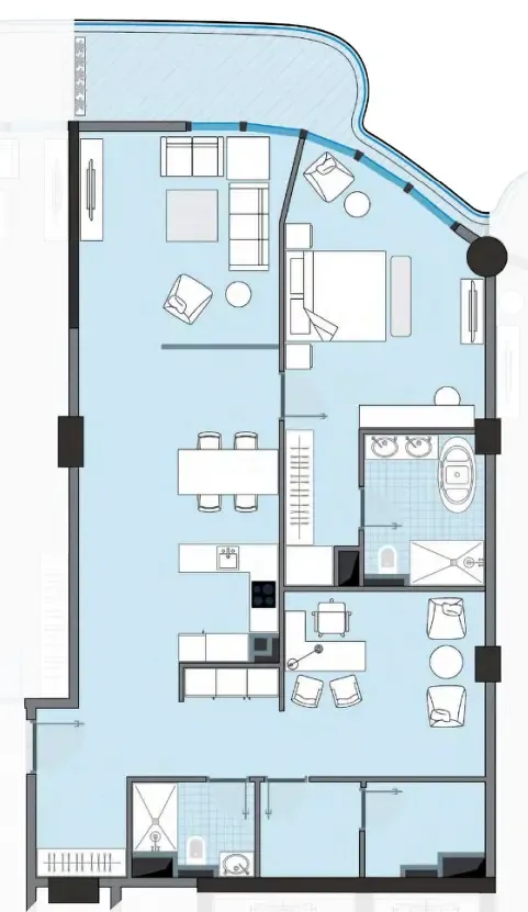 NEXT Coral 1 bed floor plan, 1,429 sqft