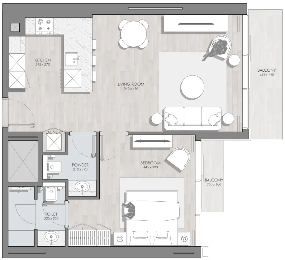 Avant Garde Residences 2 1 bed floor plan, 771 sqft