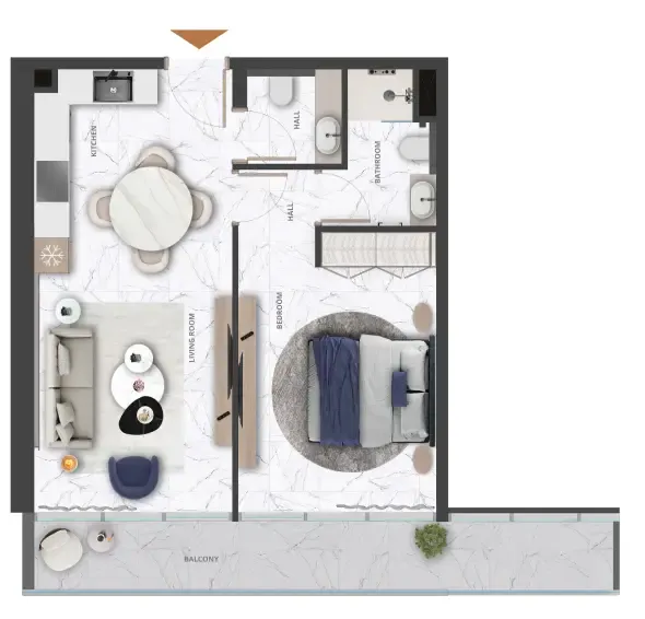 Wadi Hills 1 bed floor plan, 723 sqft