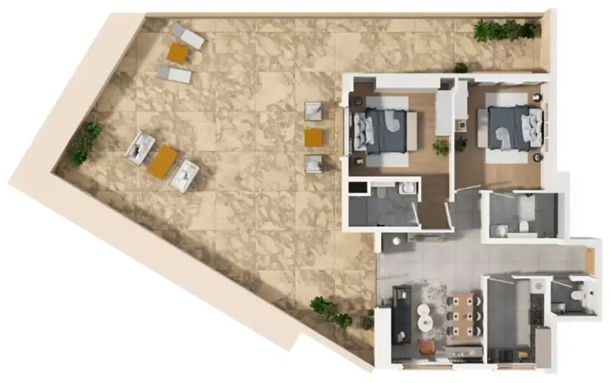 Barajeel Towers 2 bed floor plan, 4,426 sqft
