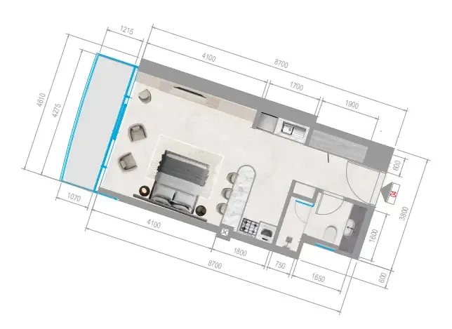 Orchid Towers Phase 1 Studio floor plan, 440 sqft