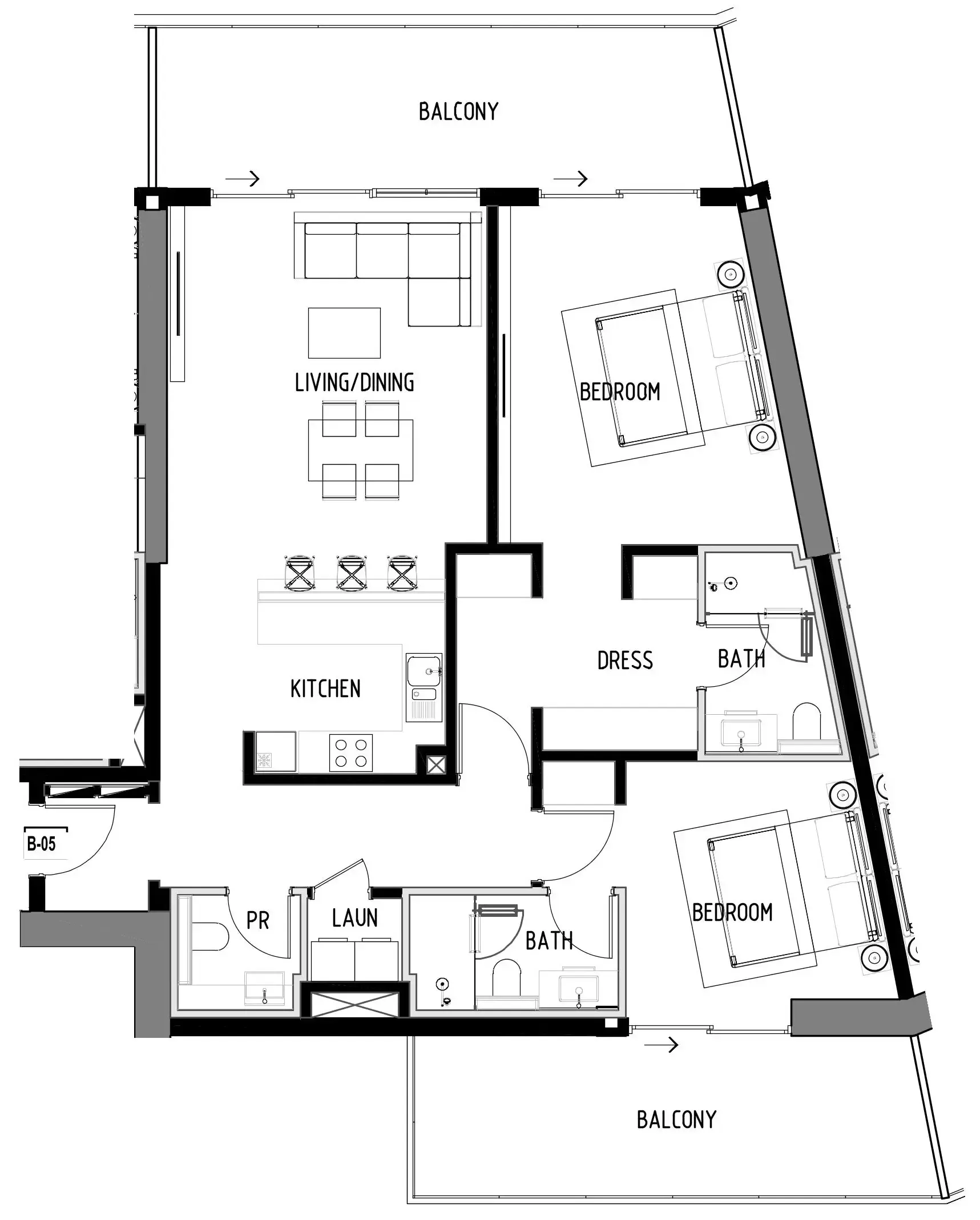 Chelsea Residences 2 bed floor plan, 1,575 sqft