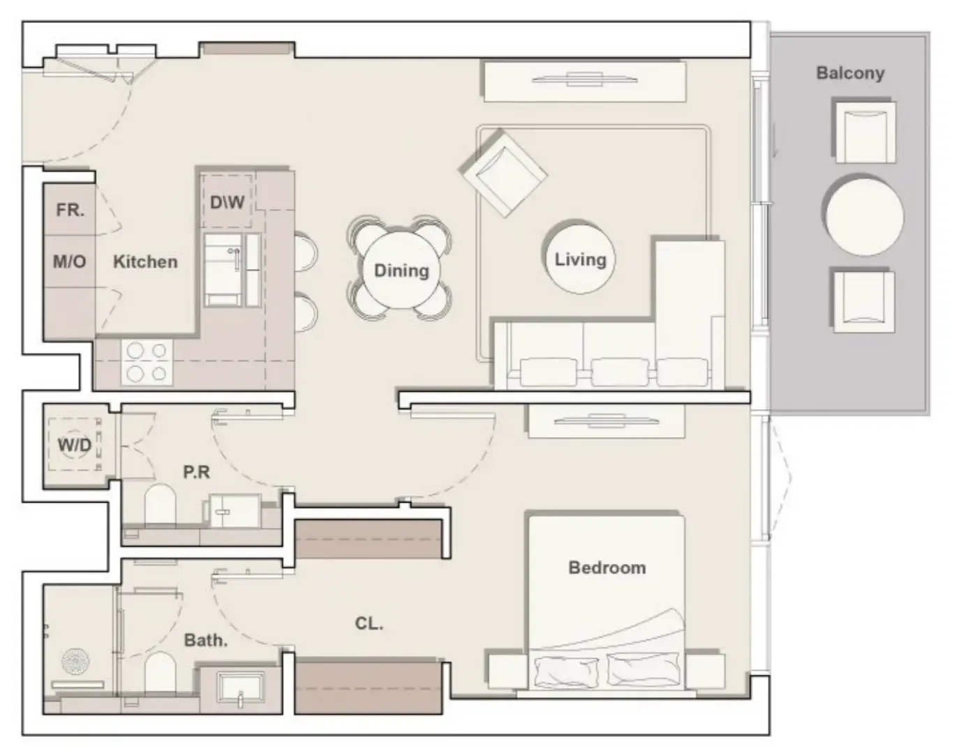 Eltiera Views 1 bed floor plan, 811 sqft