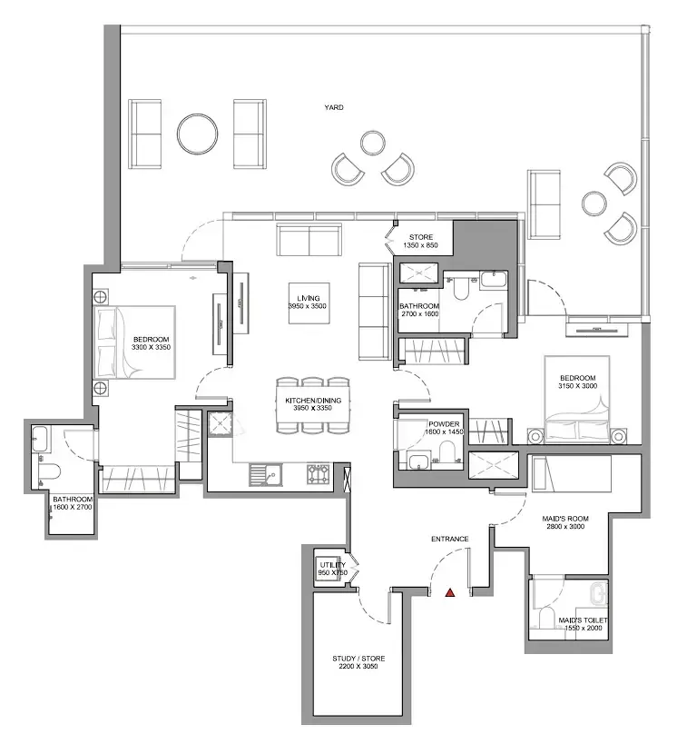 Skyscape 2 bed floor plan, 2,036 sqft