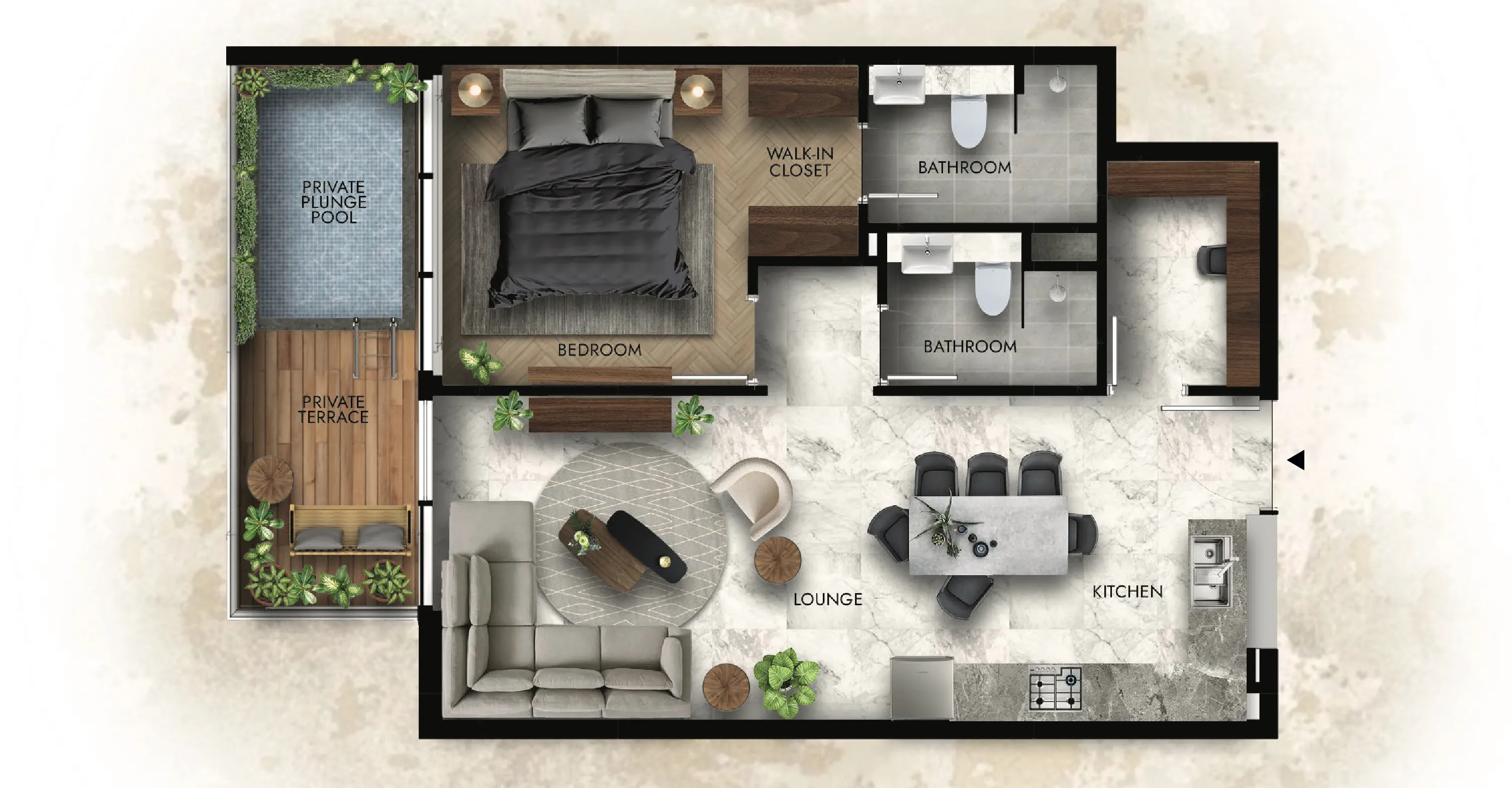 Lucky Royale Residence 1 bed floor plan, 861 sqft