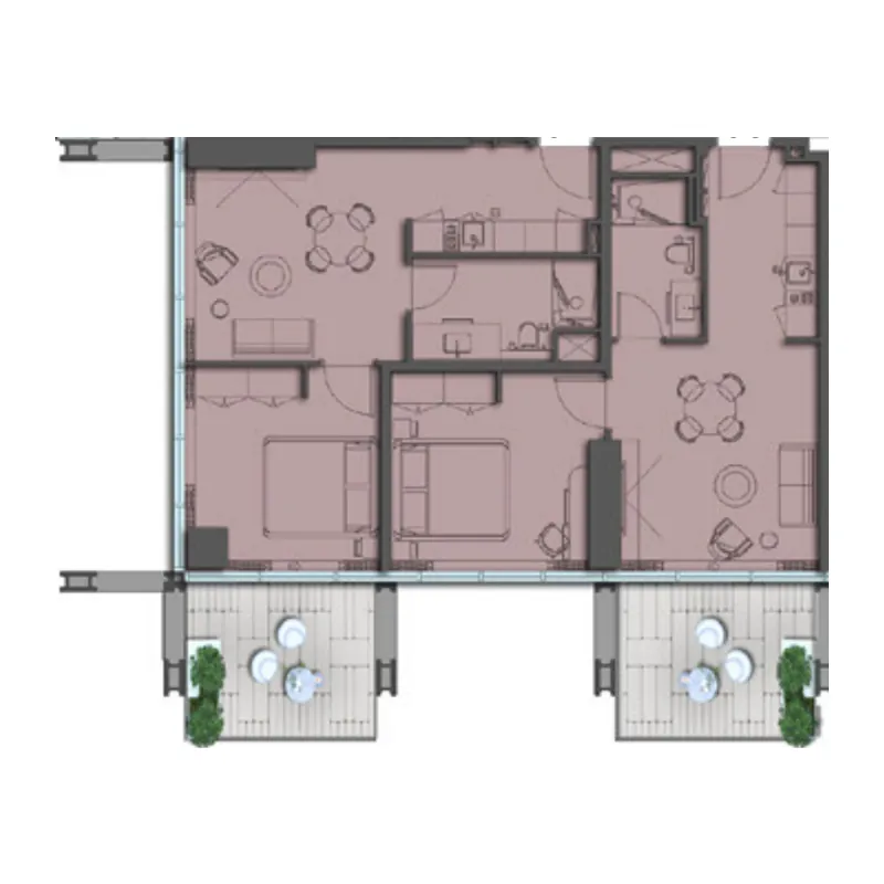 The Symphony by Imtiaz 2 bed floor plan, 1,295 – 1,448 sqft
