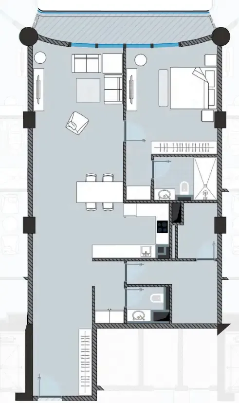 NEXT Coral 1 bed floor plan, 1,239 sqft