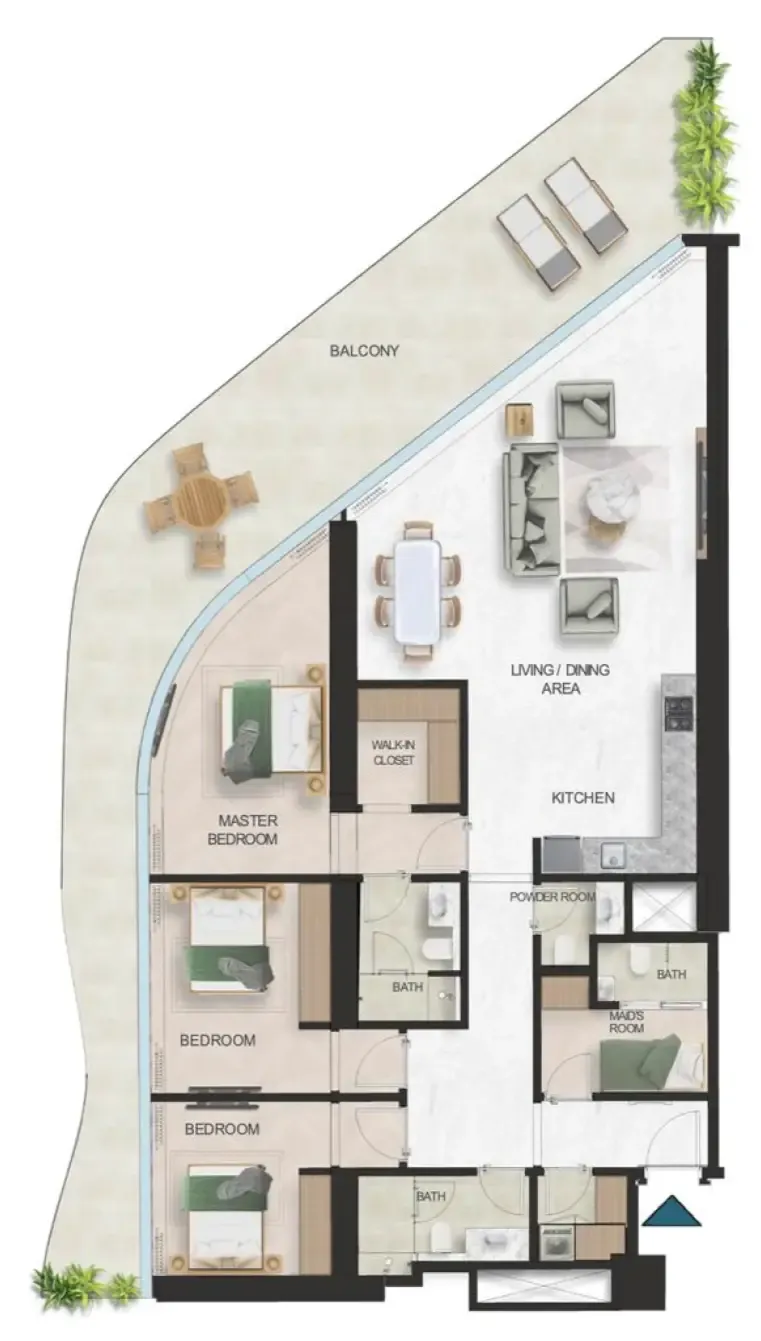 Oystra 3 bed floor plan, 2,391 sqft