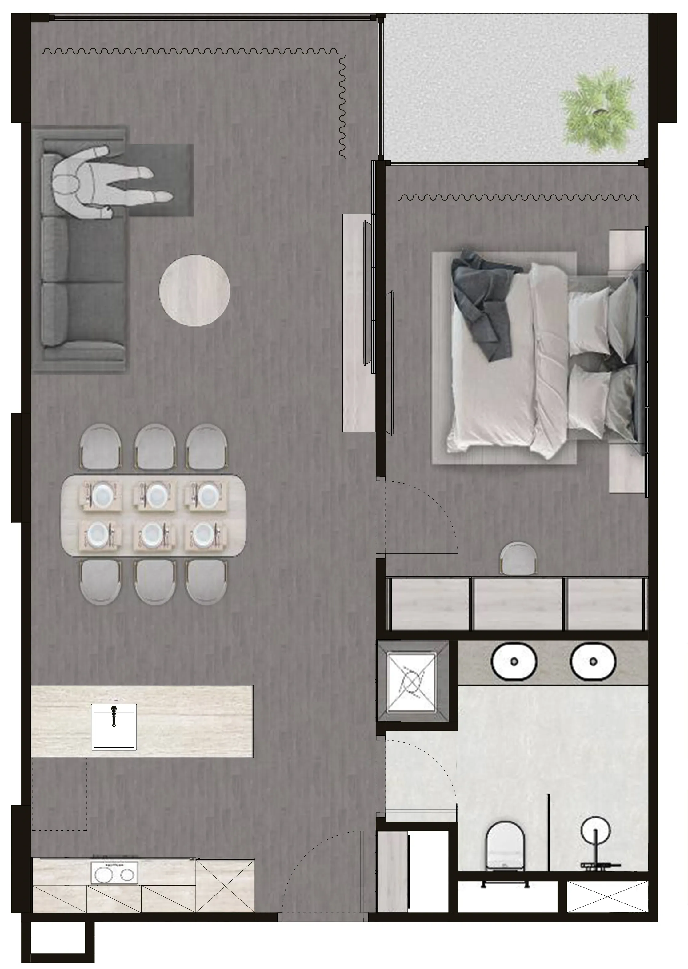 Next Point Condominium 1 bed floor plan, 753 sqft