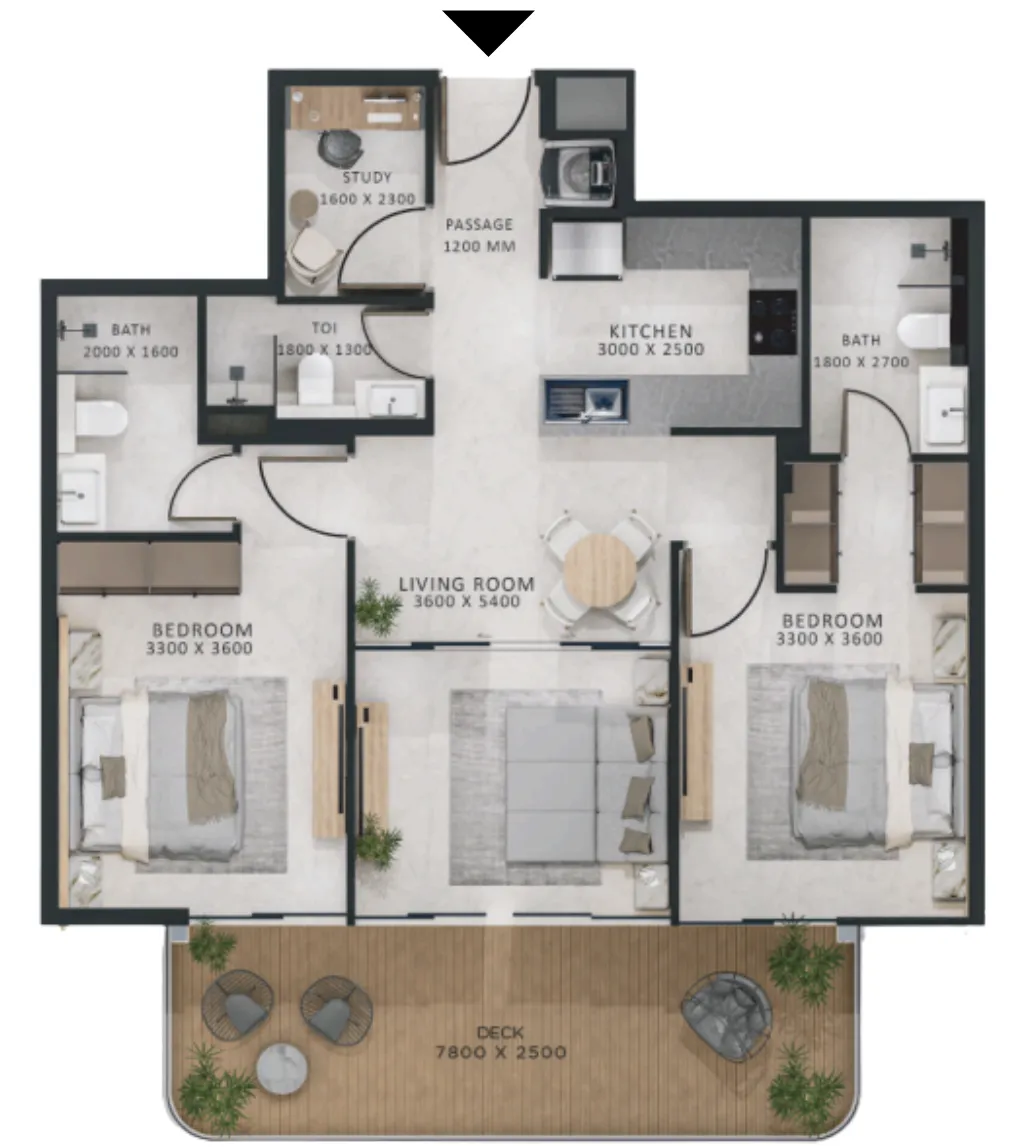 Altair 52 2 bed floor plan, 1,171 sqft