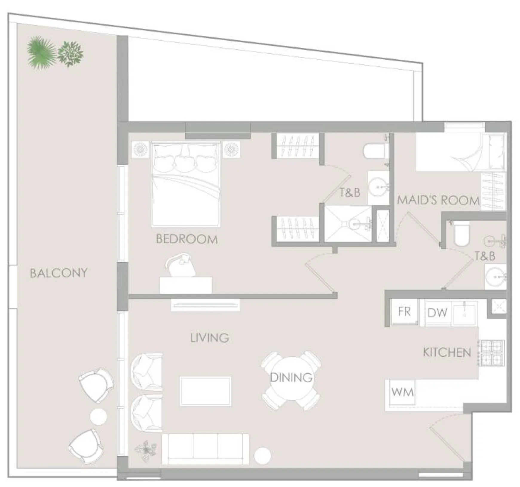 IR1DIAN Park 1 bed floor plan, 1,031 sqft