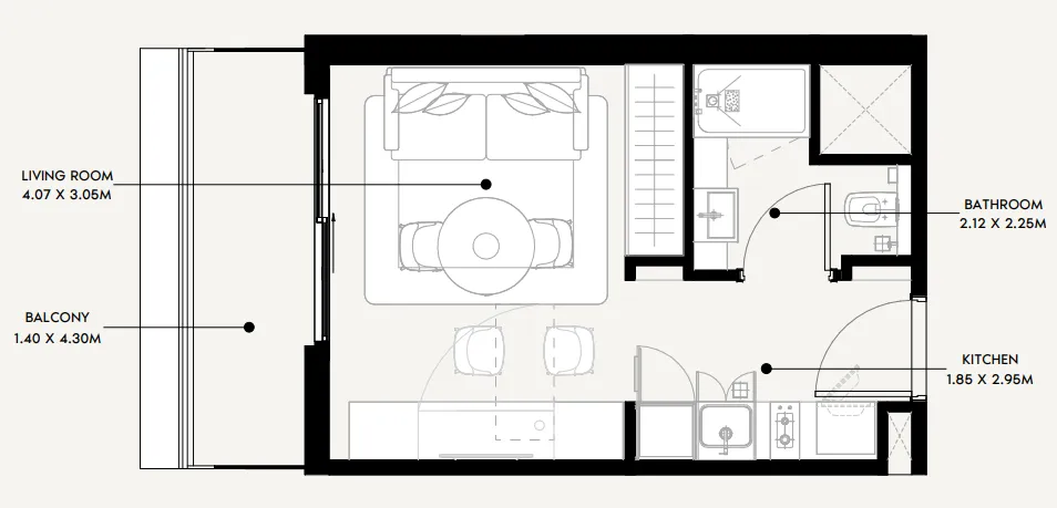 Azizi Sakandar Studio floor plan, 334 sqft