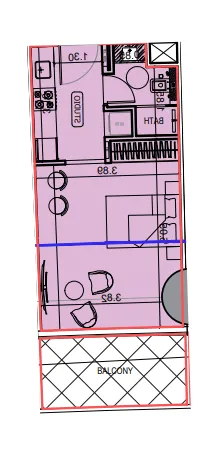 Binghatti Hillviews Studio floor plan, 426 sqft