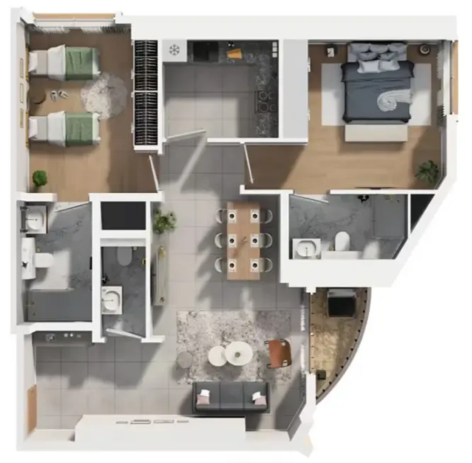 Barajeel Towers 2 bed floor plan, 1,579 sqft