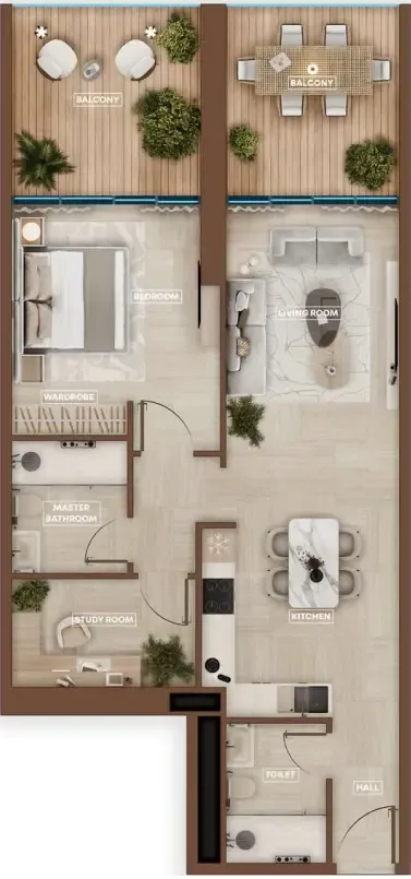 Sky Hills Astra 1 bed floor plan, 1,024 sqft