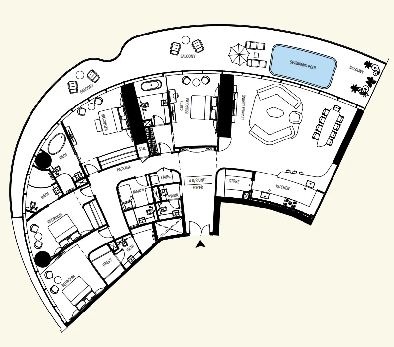 Mercedes-Benz Places by Binghatti 4 bed floor plan, 3,603 sqft