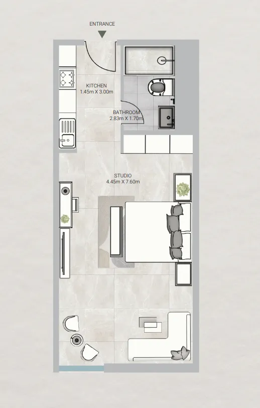 Sky Gardens Tower Studio floor plan, 708 sqft