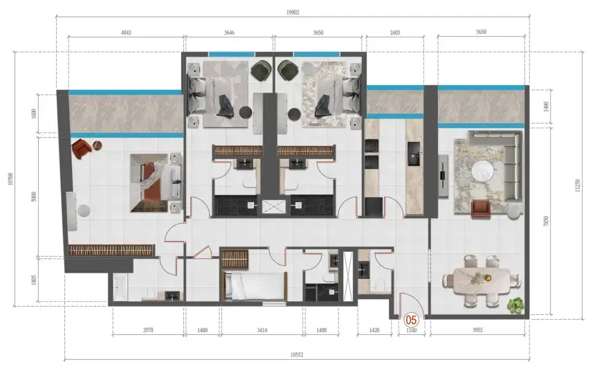 Faradis Tower 3 bed floor plan, 1,980 sqft